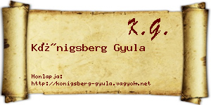 Königsberg Gyula névjegykártya